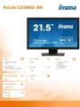 IIYAMA Monitor ProLite  21.5 cala T2234MSC-B1S IPS,10PKT.VGA,HDMI,DP 340548