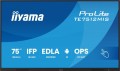 IIYAMA Monitor 75 cali TE7512MIS-B4AG  40pkt,IPS,4K,24/7,7H,                ANDROID 14, RK3576, 8/128GB, EDLA, Essential 356294