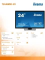 IIYAMA Monitor 24 cale T2438MSC-B1 IPS,FHD,DP,HDMI,2x2W,2xUSB,600(cd/m2),   10pkt.7H,IP1X(FRONT),PION/POZIOM 356763