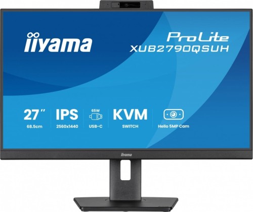 IIYAMA Monitor 27 cali XUB2790QSUH-B2 IPS,QHD,CAM,MIC,HDMI,DP,3xUSB(3.2),  100Hz,ADAPTIVE SYNC,FlickerFree,2x2W,WINDOWS HELLO