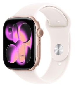 Apple Watch Series 11 GPS, koperta 46 mm z aluminium w kolorze rĂłĹźowego zĹota, pasek sportowy w kolorze Ĺagodnego rĂłĹźu - rozmiar M/L