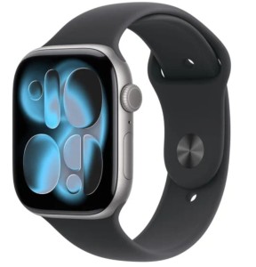 Apple Watch Series 11 GPS+Cellular koperta 42 mm z aluminium w kolorze gwiezdnej szaroĹci, pasek sportowy w kolorze czarnym - rozmiar S/M