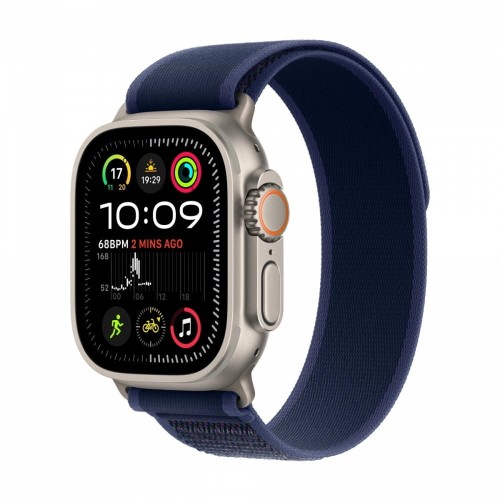 Apple  Watch Ultra 2 GPS + Cellular, koperta 49 mm z tytanu w kolorze naturalnym z opaską Trial S/M w kolorze niebieskim
