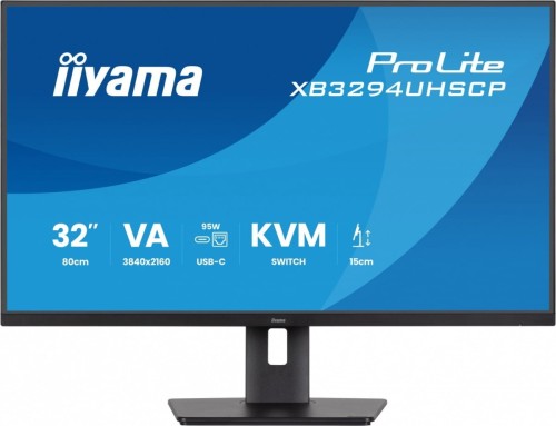 IIYAMA Monitor 31.5 cala XB3294UHSCP-B1.4K,VA,2xHDMI,DP,USB-C dock 95W, PIP,RJ45, 400cd, 2ms, 4xUSB, KVM,Sync,2x5W, HAS (150) PIVOT,