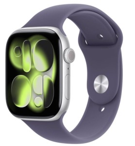 Apple Watch Series 11 GPS+Cellular koperta 42 mm z aluminium w kolorze srebrnym, pasek sportowy w kolorze mlecznego fioletu - rozmiar S/M