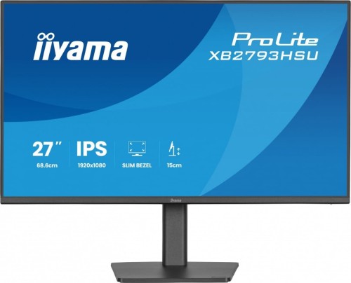 IIYAMA Monitor 27 cali XB2793HSU-B1 IPS, HDMI, DP, 2x2W, 2xUSB, 350cd, 1500:1, HAS 150/PIVOT