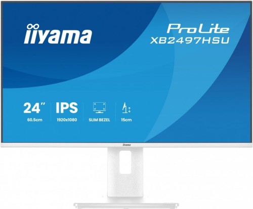IIYAMA Monitor ProLite 23.8 cala XB2497HSU-W1  IPS,FHD,HDMI,DP,120Hz,350CD,2xUSBv3.2, 2xUSB-C, GW 5lat, HAS 150/PIVOT, BIAŁY