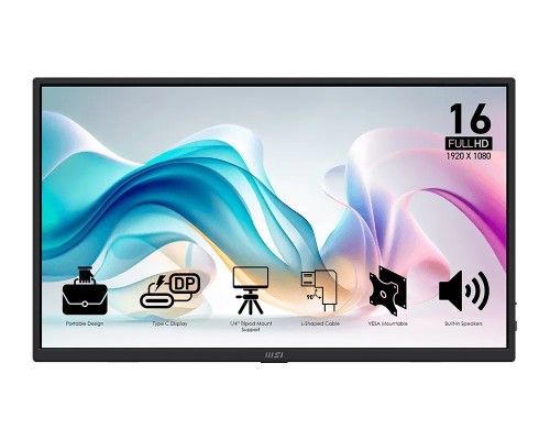 MSI Monitor 15.6 cala PRO MP165 E6 LED/FHD/Flat/60Hz/czarny