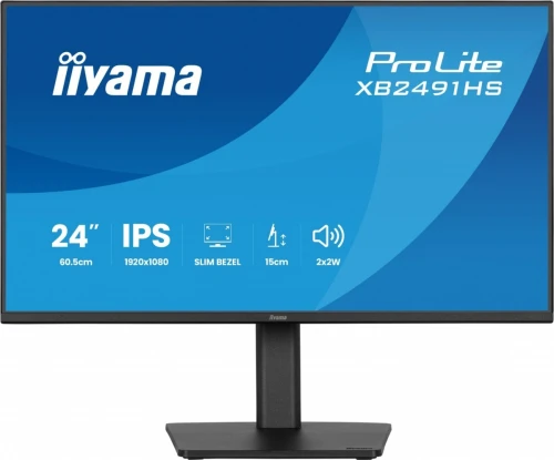 IIYAMA Monitor 23.8 cala XB2491HS-B1  IPS,HDMI,DP,1ms,350cd, 1500:1,120Hz,2x2W,HAS150 (PIVOT)