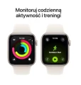 Apple Watch SE 3 GPS koperta 40 mm z aluminium w kolorze księżycowej poświaty, pasek sportowy w kolorze księżycowej poświaty - rozmiar S/M 369682