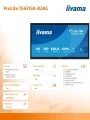IIYAMA Monitor interaktywny 65 cali TE6515A-B2AG VA,4K,40pkt,550cd,DeepContrast-IR+,     HDMI x2,DP,USB-C, 2 x 20W, OPS Slot x1, 5xUSB, 2xRJ45,8-Array 370001