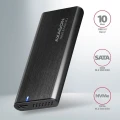 AXAGON EEM2-SB2 Obudowa zewnętrzna aluminiowa bezśrubowa USB-C 3.2 Gen 2 - M.2 NVMe / SATA SSD 30-80mm ALU pudełko czarne + USB-A - USB-C redukcja 373392