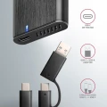 AXAGON EEM2-SB2 Obudowa zewnętrzna aluminiowa bezśrubowa USB-C 3.2 Gen 2 - M.2 NVMe / SATA SSD 30-80mm ALU pudełko czarne + USB-A - USB-C redukcja 373398