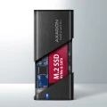 AXAGON EEM2-SB2 Obudowa zewnętrzna aluminiowa bezśrubowa USB-C 3.2 Gen 2 - M.2 NVMe / SATA SSD 30-80mm ALU pudełko czarne + USB-A - USB-C redukcja 373400