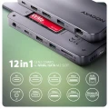 AXAGON HMC-12GM2 Wieloportowy hub USB 12in1 + M.2 NVMe/SATA pozycja, 10Gbps, 3x USB-A, USB-C, HDMI 4K/60Hz, DP 4K/60Hz, GLAN, SD/microSD, audio, PD 10 373563