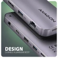 AXAGON HMC-12GM2 Wieloportowy hub USB 12in1 + M.2 NVMe/SATA pozycja, 10Gbps, 3x USB-A, USB-C, HDMI 4K/60Hz, DP 4K/60Hz, GLAN, SD/microSD, audio, PD 10 373569
