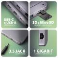 AXAGON HMC-12GM2 Wieloportowy hub USB 12in1 + M.2 NVMe/SATA pozycja, 10Gbps, 3x USB-A, USB-C, HDMI 4K/60Hz, DP 4K/60Hz, GLAN, SD/microSD, audio, PD 10 373572