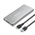 Qoltec Obudowa | kieszeń na dysk M.2 SSD | SATA | NGFF | USB 3.0 | Superspeed 5Gb/s | 2TB | Srebrna 373805