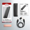 AXAGON EEM2-GTS2 Obudowa zewnętrzna aluminiowa bezśrubowa USB-C 3.2 Gen 2 M.2 NVMe & SATA SSD + USB-A - USB-C redukcja 374098
