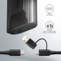 AXAGON EEM2-GTS2 Obudowa zewnętrzna aluminiowa bezśrubowa USB-C 3.2 Gen 2 M.2 NVMe & SATA SSD + USB-A - USB-C redukcja 374103
