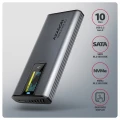 AXAGON EEM2-SD2 Obudowa zewnętrzna aluminiowa bezśrubowa USB-A/C 3.2 Gen2 M.2 NVMe/SATA wyświetlacz LED, szary 374563