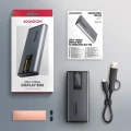 AXAGON EEM2-SD2 Obudowa zewnętrzna aluminiowa bezśrubowa USB-A/C 3.2 Gen2 M.2 NVMe/SATA wyświetlacz LED, szary 374564