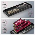 AXAGON EEM2-SD2 Obudowa zewnętrzna aluminiowa bezśrubowa USB-A/C 3.2 Gen2 M.2 NVMe/SATA wyświetlacz LED, szary 374565