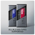 AXAGON EEM2-SD2 Obudowa zewnętrzna aluminiowa bezśrubowa USB-A/C 3.2 Gen2 M.2 NVMe/SATA wyświetlacz LED, szary 374569