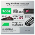 AXAGON EEM2-40G Obudowa zewnętrzna aluminiowa USB4 Gen 3x2 M.2 SSD NVMe 40Gbps chłodzenie pasywne, kabel USB-C, silikonowe etui 375311
