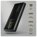 AXAGON EEM2-SD2B Obudowa zewnętrzna aluminiowa bezśrubowa USB-A/C 3.2 Gen2 M.2 NVMe/SATA wyświetlacz LED, czarny 375487