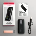 AXAGON EEM2-SD2B Obudowa zewnętrzna aluminiowa bezśrubowa USB-A/C 3.2 Gen2 M.2 NVMe/SATA wyświetlacz LED, czarny 375488