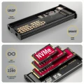 AXAGON EEM2-SD2B Obudowa zewnętrzna aluminiowa bezśrubowa USB-A/C 3.2 Gen2 M.2 NVMe/SATA wyświetlacz LED, czarny 375489