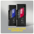 AXAGON EEM2-SD2B Obudowa zewnętrzna aluminiowa bezśrubowa USB-A/C 3.2 Gen2 M.2 NVMe/SATA wyświetlacz LED, czarny 375493