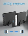 IcyBox Obudowa IB-382H-C31 2,5/3,5 HDD z wbudowanym HUB 1xUSB-C, 2xUSB -A,  12V2A 376884