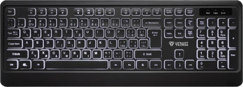 YENKEE Klawiatura Podświetlana cicha USB z niskoprofilowymi klawiszami
