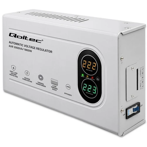 Qoltec Stabilizator napięcia AVR 3000VA | 1800W