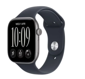 Apple Watch seria 12 GPS, koperta 46 mm z aluminium w kolorze gwiezdnej szarości pasek sportowy w kolorze granatu - rozmiar S/M