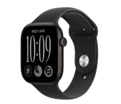 Apple Watch seria 12 GPS+Cellular, koperta 46 mm z aluminium w kolorze czarnym, pasek sportowy w kolorze czarnym - rozmiar M/L