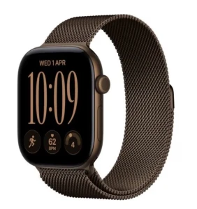 Apple Watch Series 12 GPS+Cellular, koperta 46 mm z aluminium w kolorze ciemnego brązu, bransoleta mediolańska w kolorze ciemnego brązu - rozmiar M/L