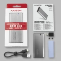 AXAGON EEM2-SG2 Obudowa zewnętrzna aluminiowa bezśrubowa USB-C 3.2 Gen 2 M.2 NVMe & SATA SSD + USB-A - USB-C redukcja 378315