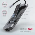 AXAGON HMC-6M2 Wieloportowy hub USB-C 3.2 Gen 1, slot M.2 SATA + HDMI + GLAN + 2x USB-A + PD 100W 378334