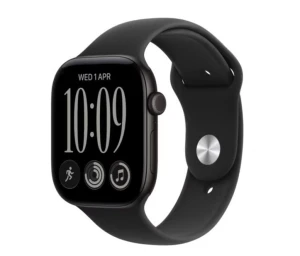 Apple Watch seria 12 GPS+Cellular, koperta 42 mm z aluminium w kolorze czarnym, pasek sportowy w kolorze czarnym - rozmiar M/L